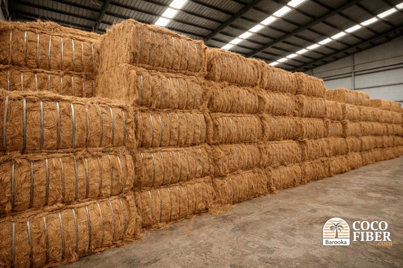 Coconut Fiber Warehouse - Baled coco fiber ready for export